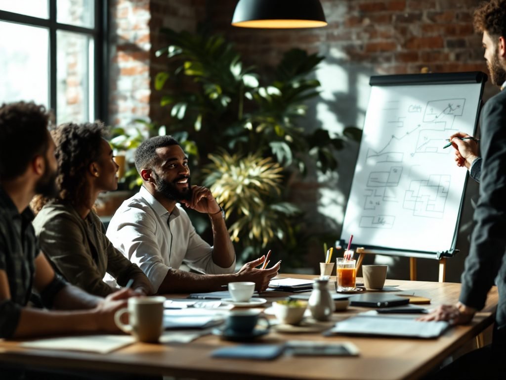 Atelier de travail avec un groupe d'entrepreneurs